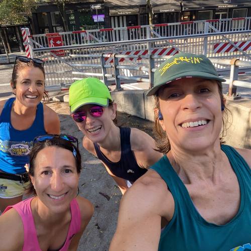 Race-morning selfie with teammates