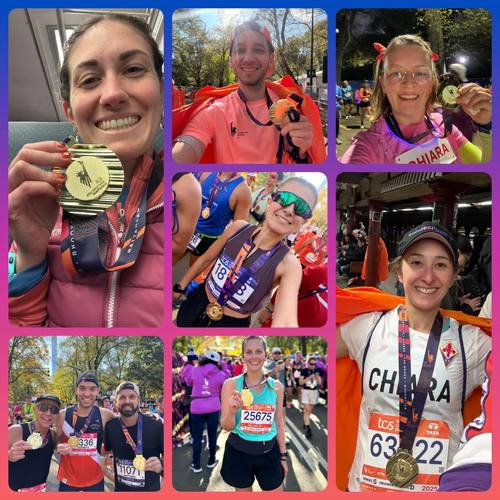 TCS New York City Marathon finishers with their medals